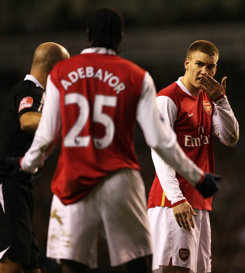  Emmanuel Adebayor and Nicklas Bendtner clashed in