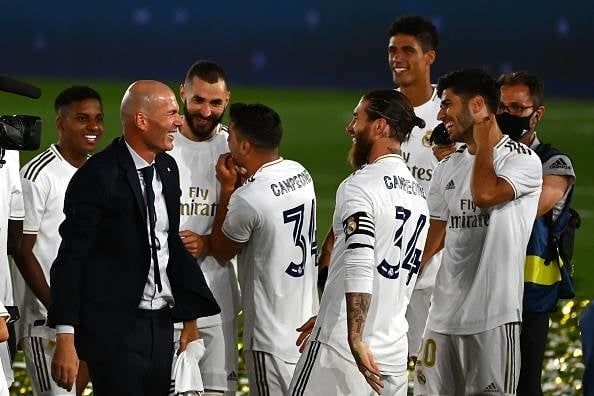 Real Madrid celebrate LaLiga trophy