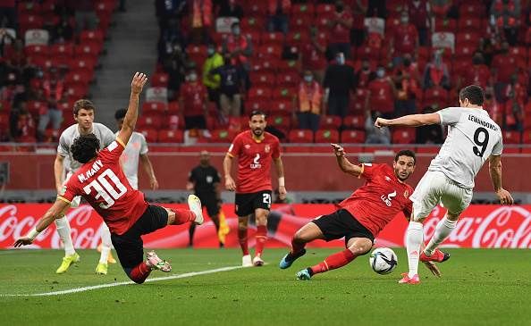 Robert Lewandowski scores Bayern's opener