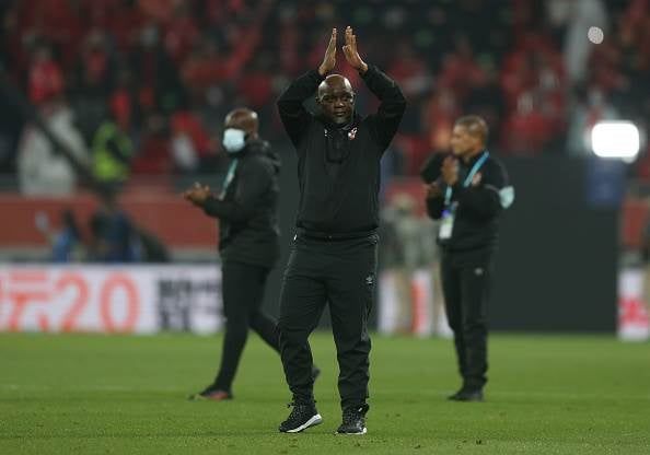 Pitso Mosimane thanks Al Ahly fans after the game