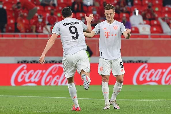 Robert Lewandowski & Joshua Kimmich celebrate the 