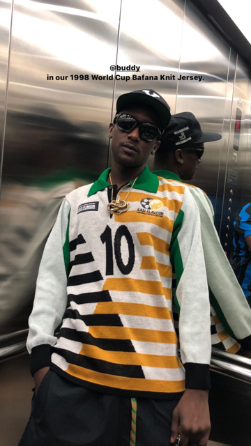 Buddy in Kasi Flavour 10's 98 Bafana Knit Jersey.