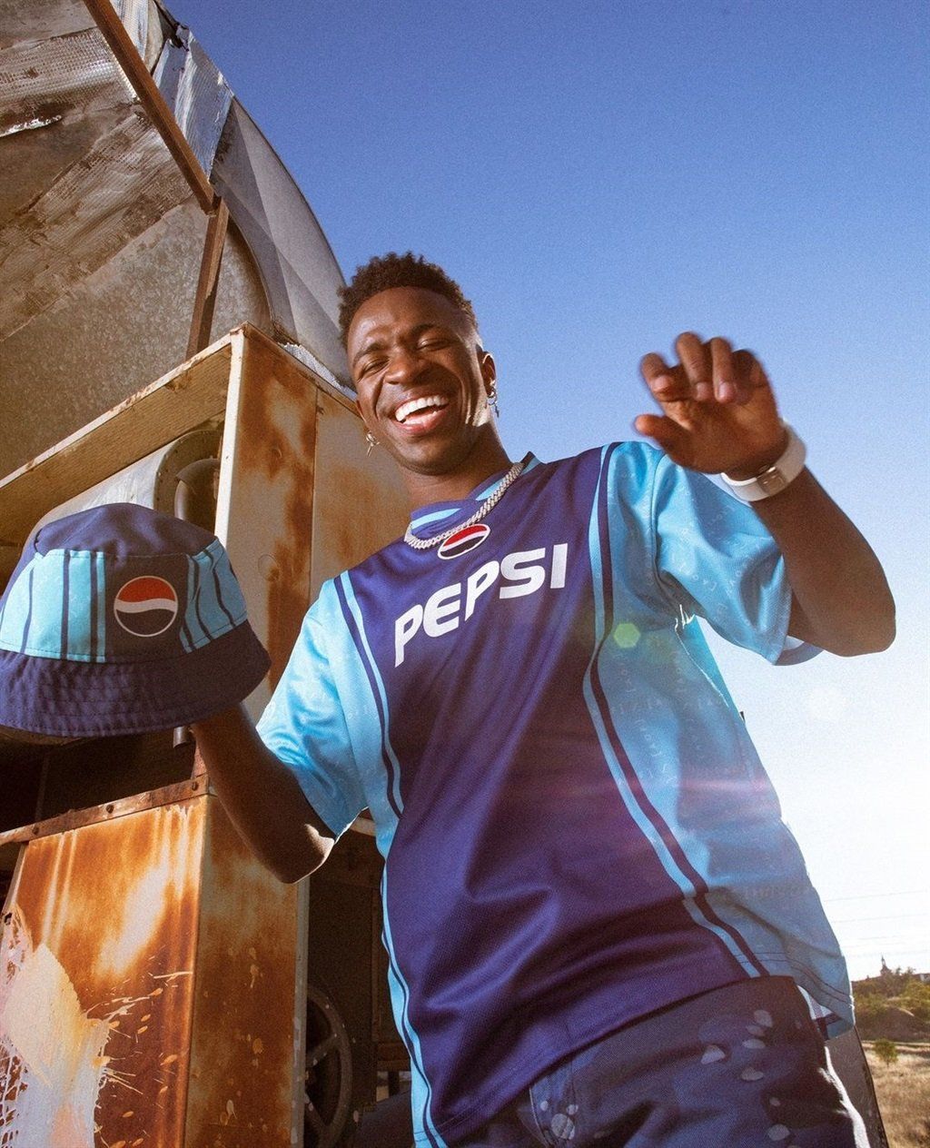Vinicius Jr fronting the Pepsi x Art of Football c