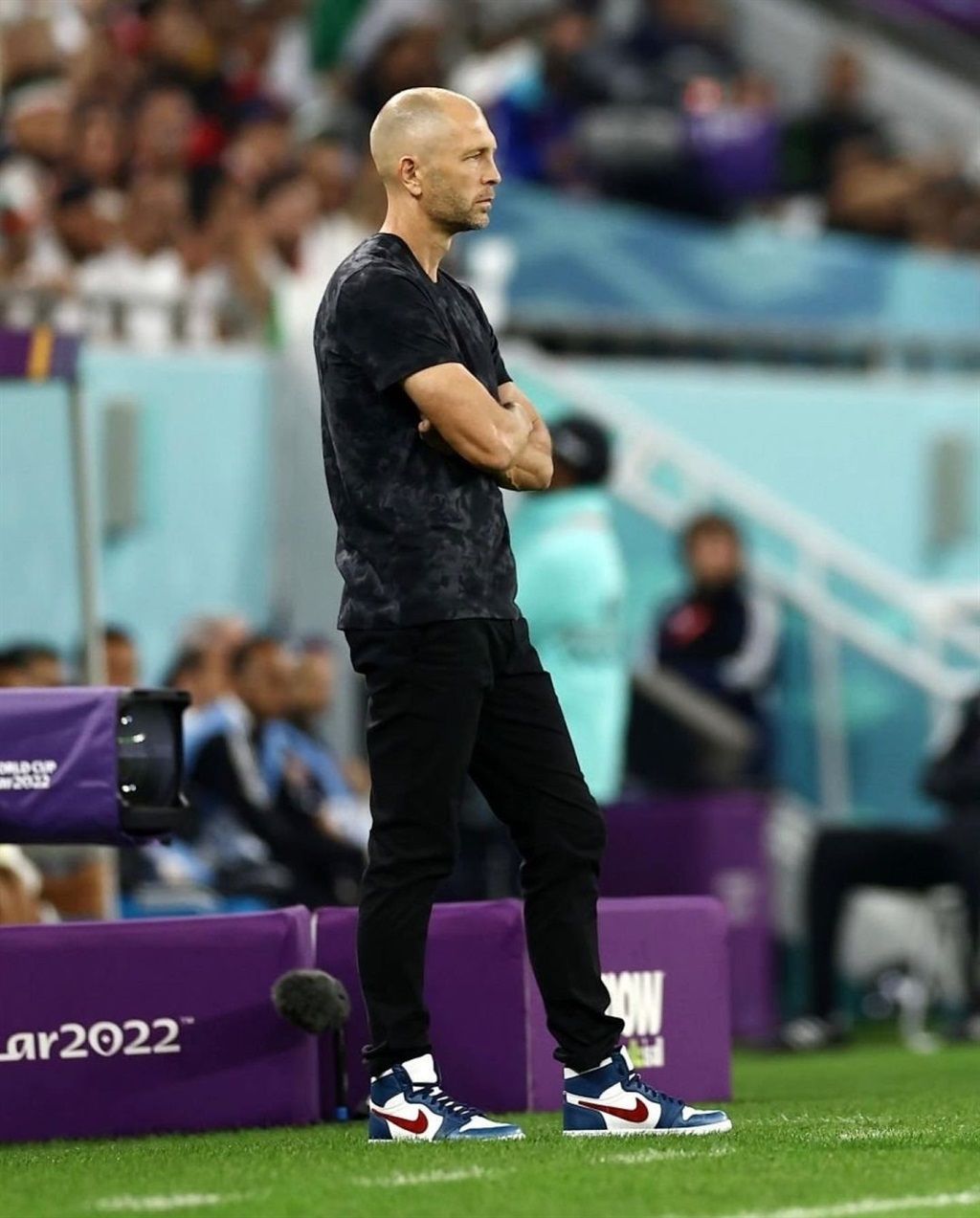 US Coach Gregg Berhalter styling in custom Nike Ti