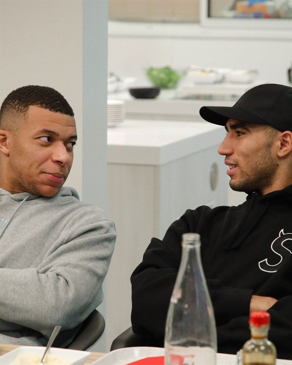 PSG teammates Kylian Mbappe and Achraf Hakimi.